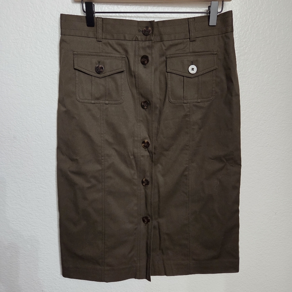 Talbots Button-Front Military Style Pencil Skirt Women's Size 8